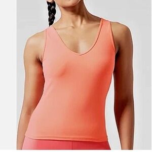 Athleta Transcend Tank Sunset Glow Coral V-Neck, Medium (A3)